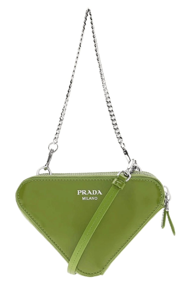 Prada Brushed Leather Mini Pouch Bag Fern Green