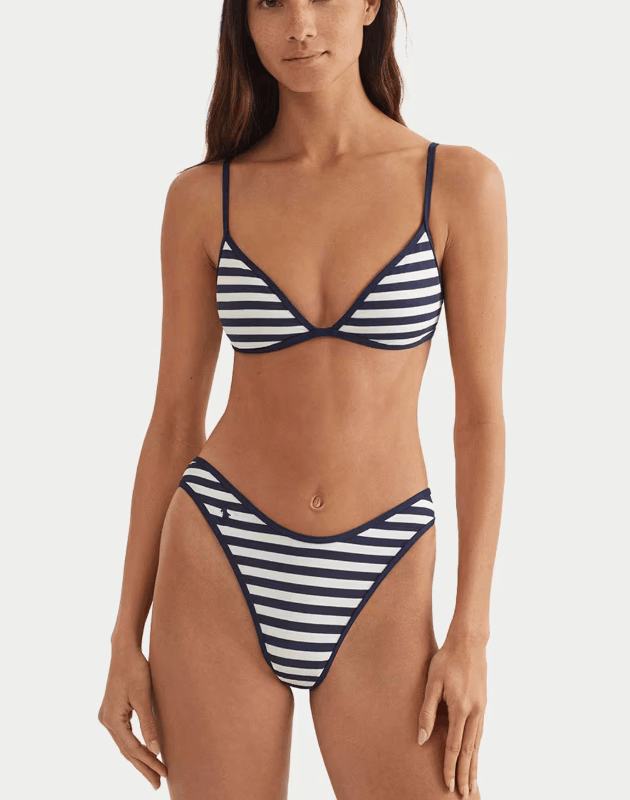 Polo Ralph Lauren Bikini Top In Striped Pattern Piqué 