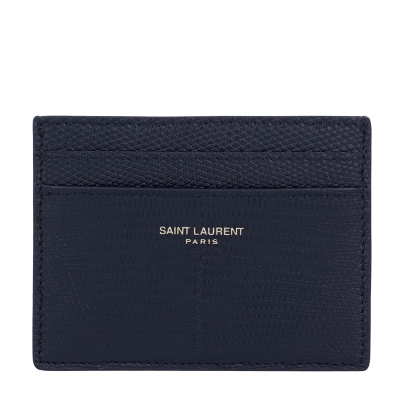 Lizard leather card case - Navy 