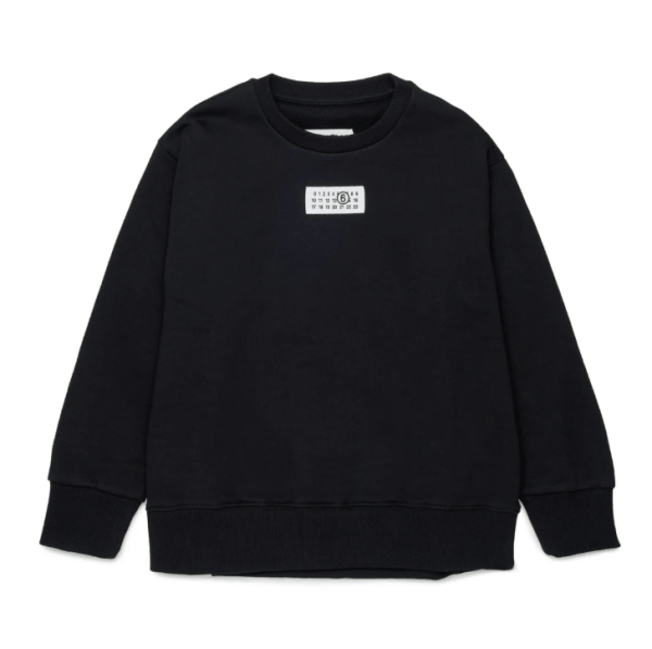 (Kids) MM6 Maison Margiela Numbers Logo Patch Sweatshirt Black