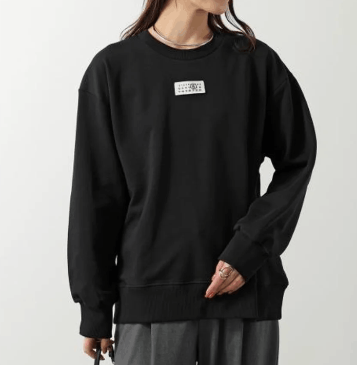 (Kids) MM6 Maison Margiela Numbers Logo Patch Sweatshirt Black