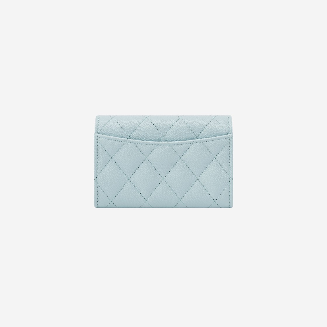 Chanel Classic Card Holder Grained Calfskin & Silver Light Blue
