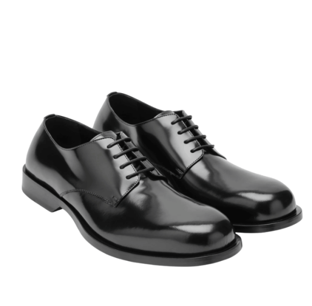 Loewe Black Bobine Derby shoes in brushed calfskin leather