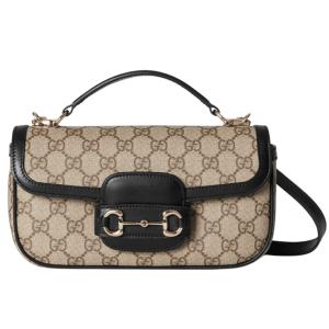 Gucci Horsebit 1955 Small Top Handle Bag Beige Black