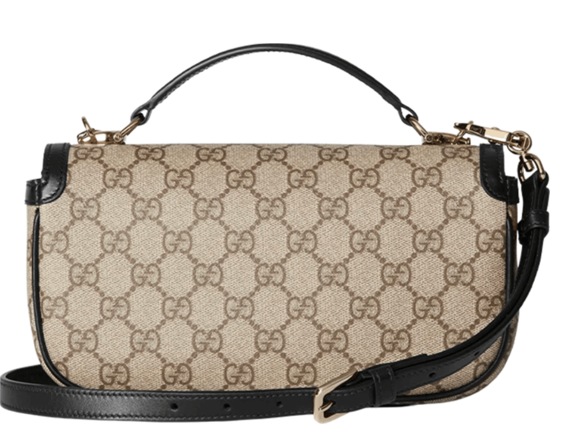 Gucci Horsebit 1955 Small Top Handle Bag Beige Black