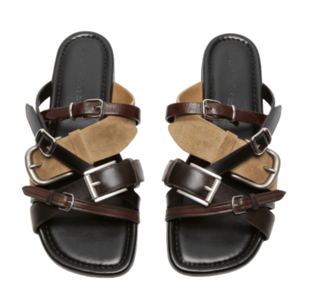 Acne Studios Leather Belts Strap Sandals Multi Brown