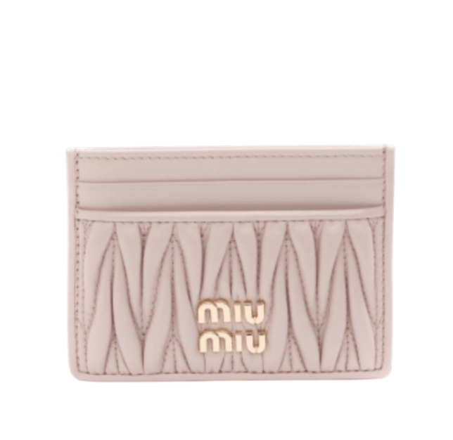 Miu Miu Matelasse Nappa Leather Card Holder Powder Pink
