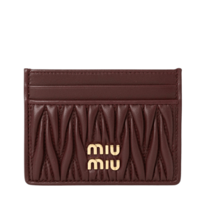 Miu Miu Matelasse Card Holder Wallet Brown