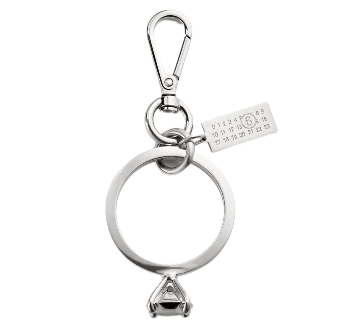 MM6 Maison Margiela Polished Palladium Clip Keyring Palladio