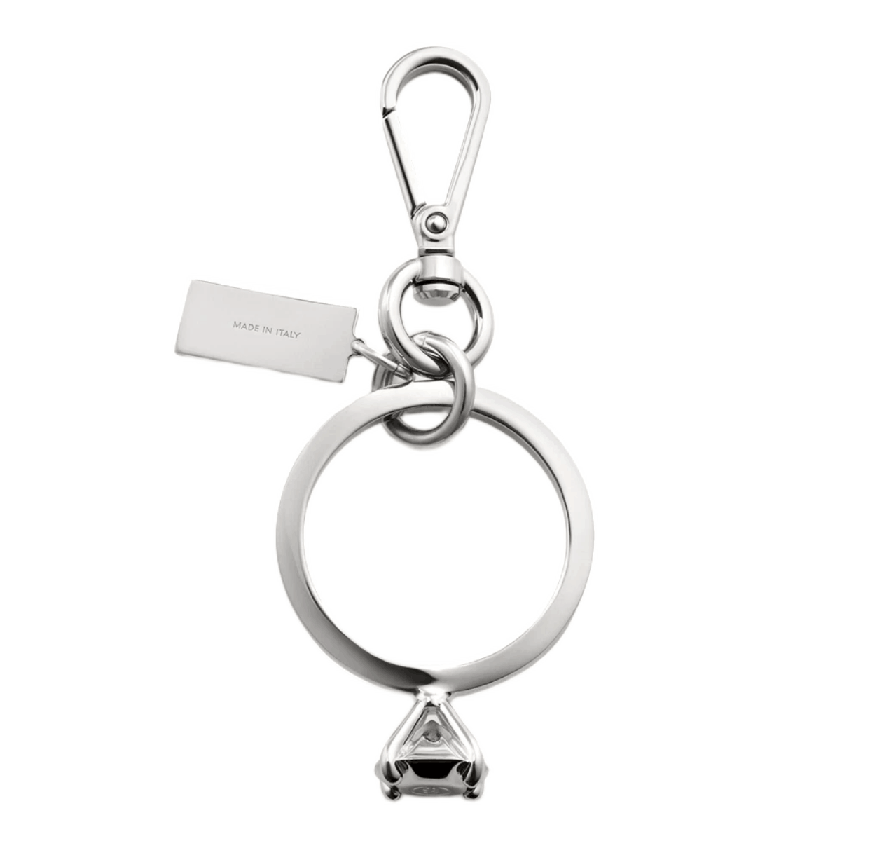 MM6 Maison Margiela Polished Palladium Clip Keyring Palladio