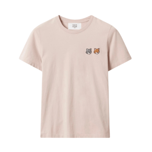 (W) Maison Kitsune Double Fox Head Regular T-Shirt Pink Clay