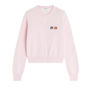 (W) Maison Kitsune Double Fox Head Regular Cardigan Petula Pink