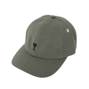 AMI Grey Cotton Ami De Coeur Embroidery Cap Carbon
