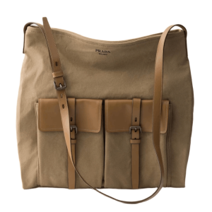 Prada Route Canvas and Leather Shoulder Bag Khaki
