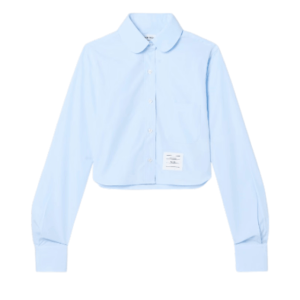 Thom Browne Logo-patch Cropped Shirt - Blue 