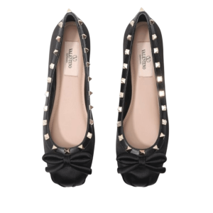 ROCKSTUD SATIN FLAT SHOES