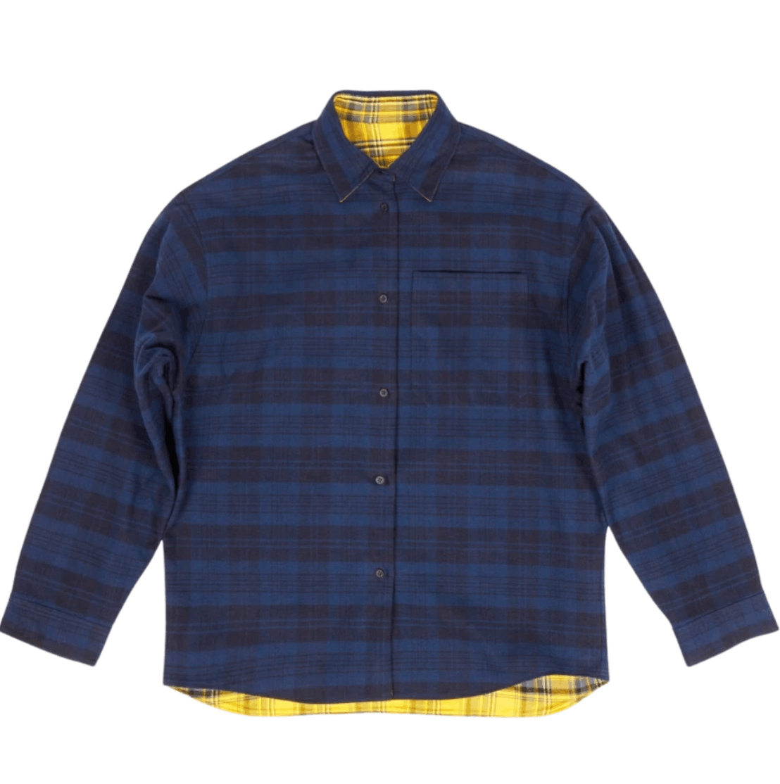 Balenciaga Reversible Flannel Shirt Yellow Blue
