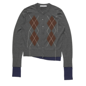 Double-layered cardigan - Dark grey/multi