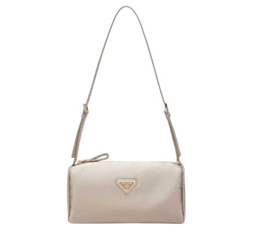 Cameo-colored satin pouch