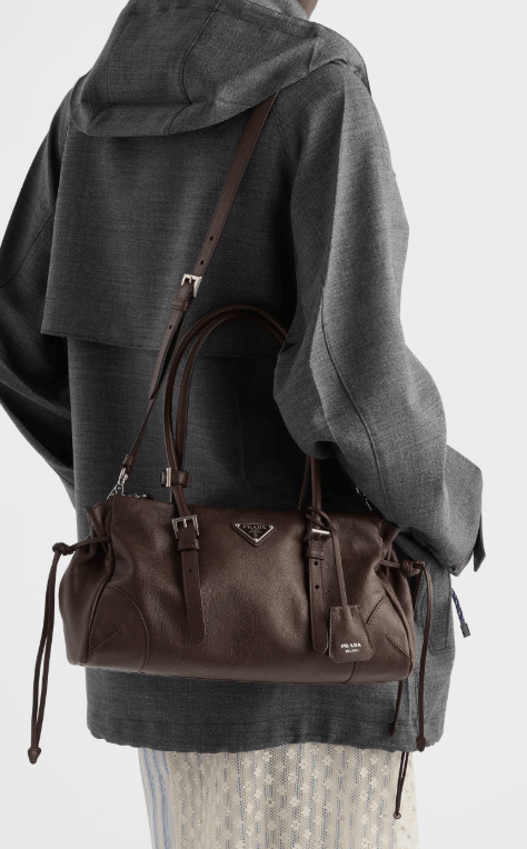 Cocoa Prada Bonnie Medium Antiqued Leather Tote Bag