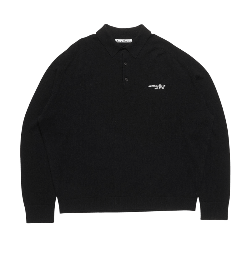 Wool knit polo - black