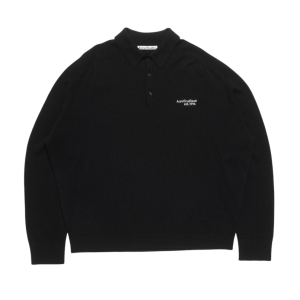 Wool knit polo - black