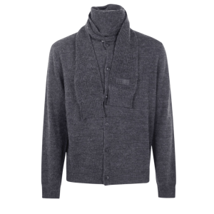 MM6 Maison Margiela Integrated Scarf Cardigan 'Dark Grey Melange'