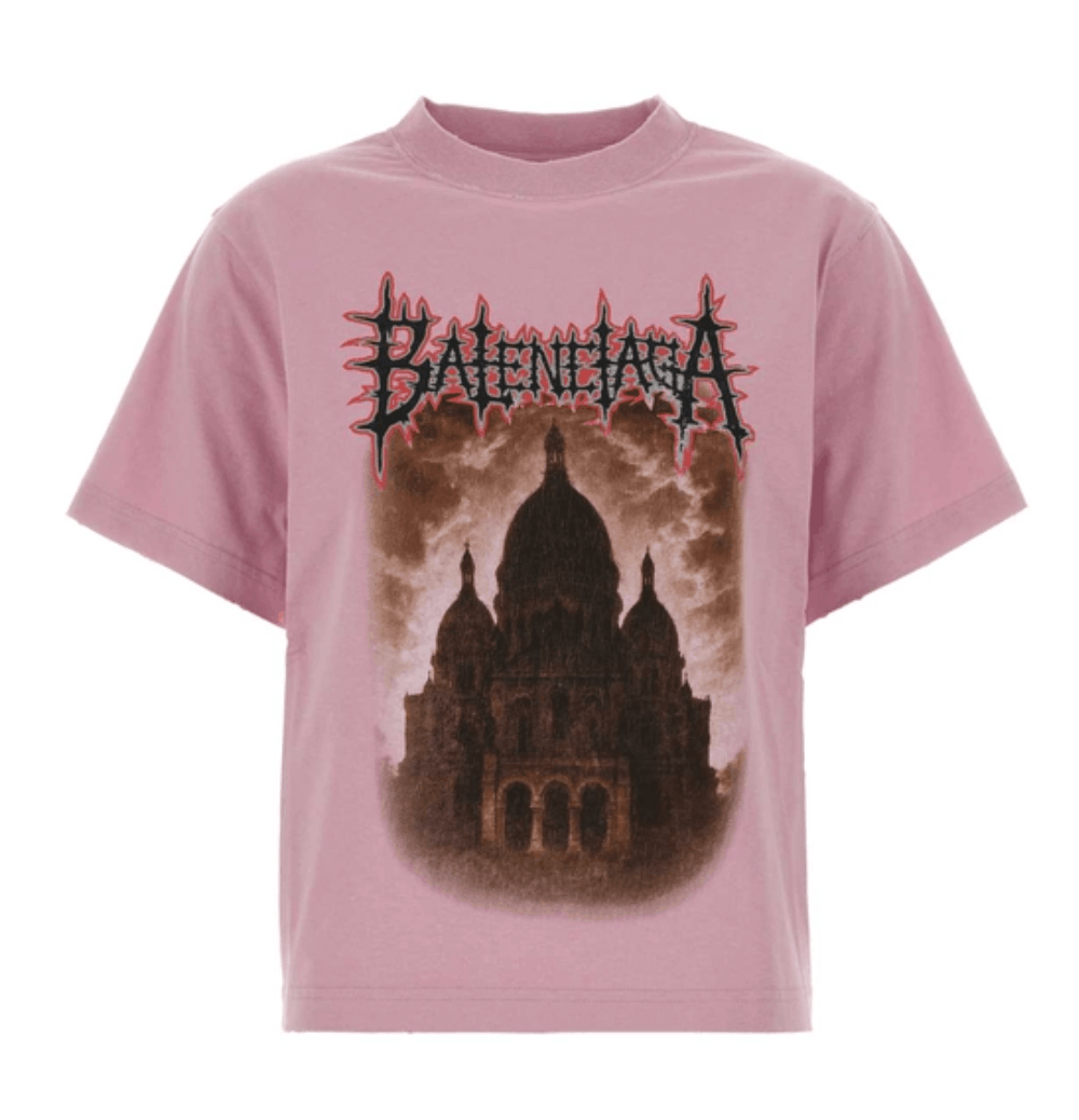 Balenciaga Women's Sacré Cœur T-shirt in jersey, old pink 