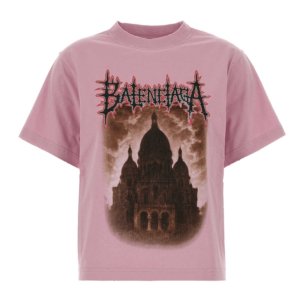 Balenciaga Women's Sacré Cœur T-shirt in jersey, old pink 