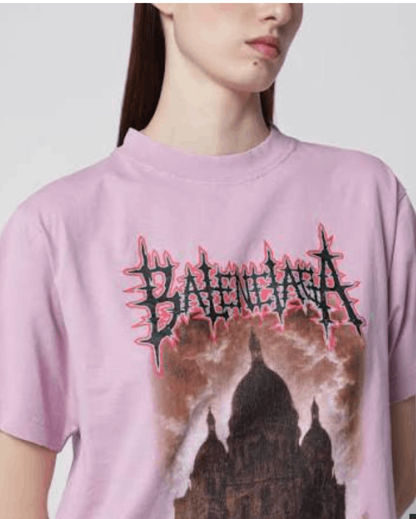 Balenciaga Women's Sacré Cœur T-shirt in jersey, old pink 