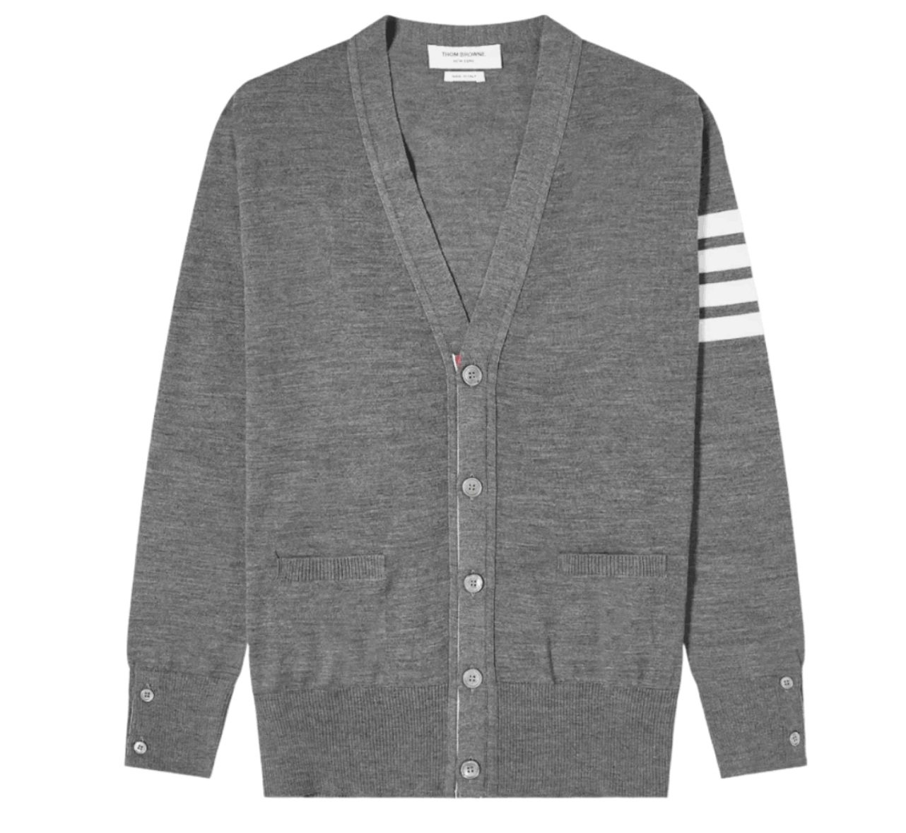 Thom Browne Sustainable Fine Merino Wool 4-Bar Classic Cardigan Medium Grey