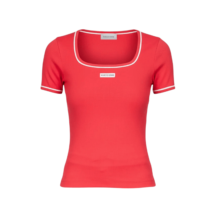 LIGHT RIBBED JERSEY SQUARENECK T-SHIRT ORGANIC COTTON