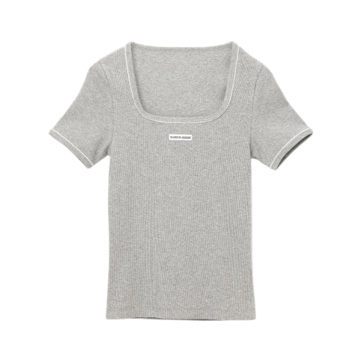 Marine Serre logo-label Jersey T-shirt Grey