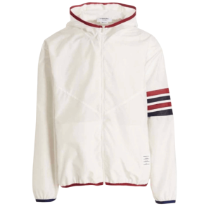 Thom Browne Military Ripstop Mesh 4-Bar Packable Zip Hoodie White