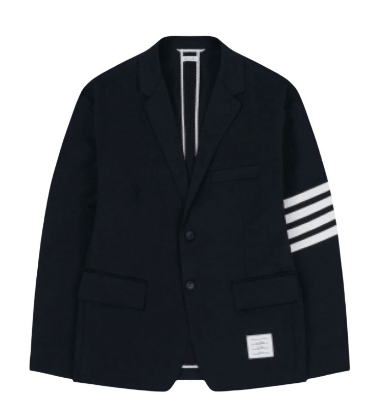 Thom Browne Cotton Unconstructed Single Breasted 4-Bar Classic Jacket Navy
