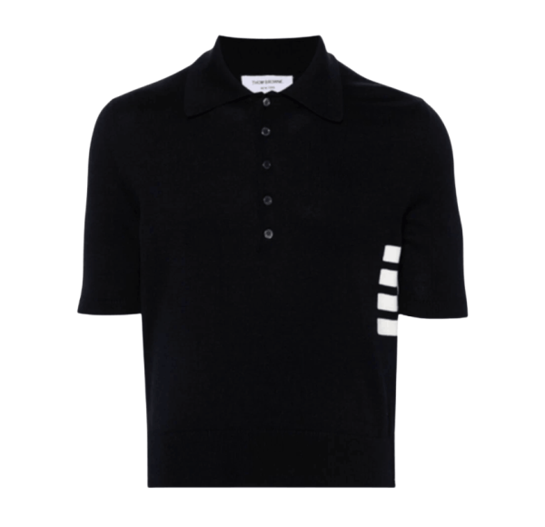 Thom Browne Cotton 4-Bar Relaxed Fit Polo Blue