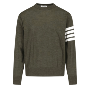 Thom Browne Fine Merino Wool 4-Bar Pullover Dark Green