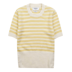 (W) Thom Browne Hairy Silk Cashmere Jersey Stripe T-Shirt Yellow
