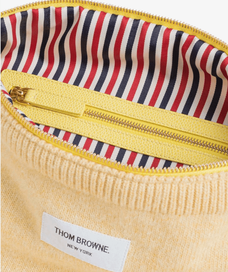 Thom Browne 4-Bar Wool Knit Shoulder Bag Yellow