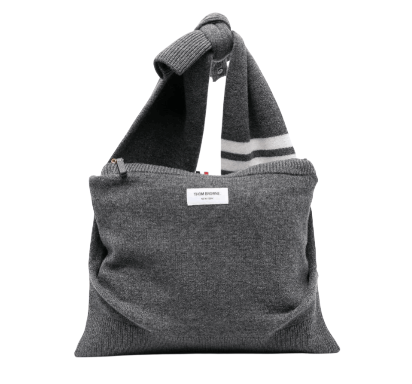 Thom Browne 4-Bar Wool Knit Shoulder Bag Grey