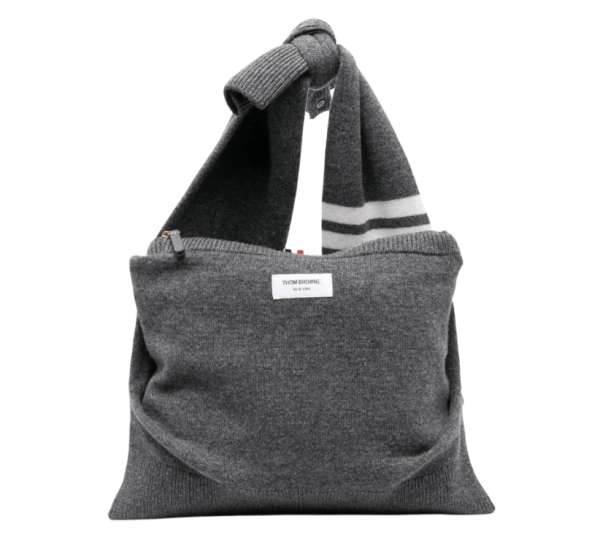 Thom Browne 4-Bar Wool Knit Shoulder Bag Grey