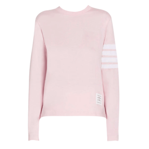 (W) Thom Browne Jersey 4-Bar Long Sleeve T-Shirt Light Pink
