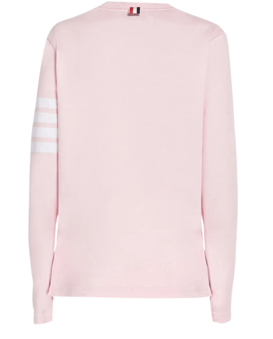 (W) Thom Browne Jersey 4-Bar Long Sleeve T-Shirt Light Pink