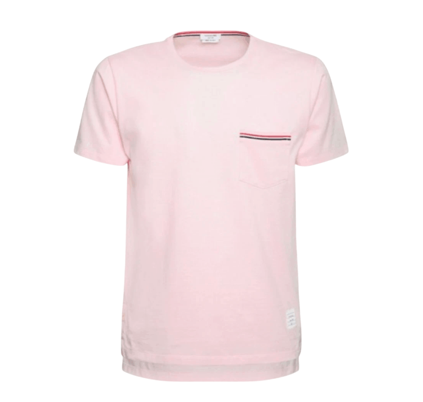 Thom Browne Medium Weight Jersey Tipped Pocket Crewneck T-Shirt Light Pink