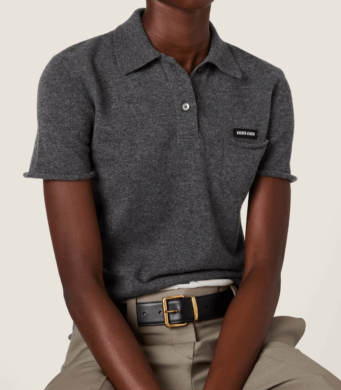 Cashmere polo shirt - Slate Gray