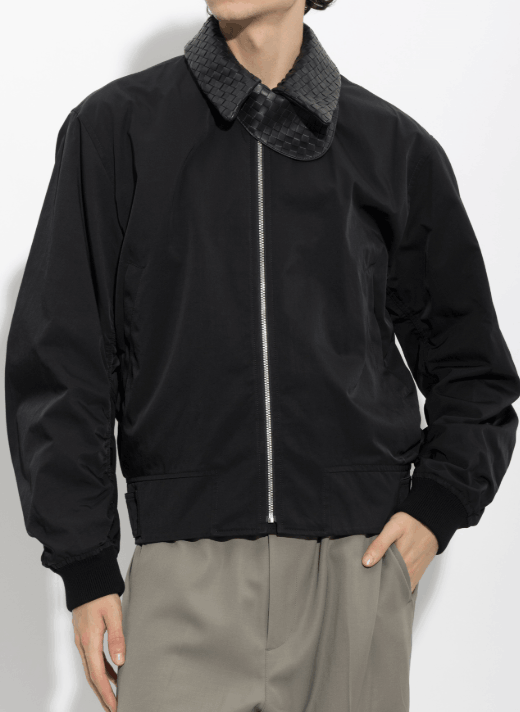 Bottega Veneta Black Nylon Blend Bomber Jacket