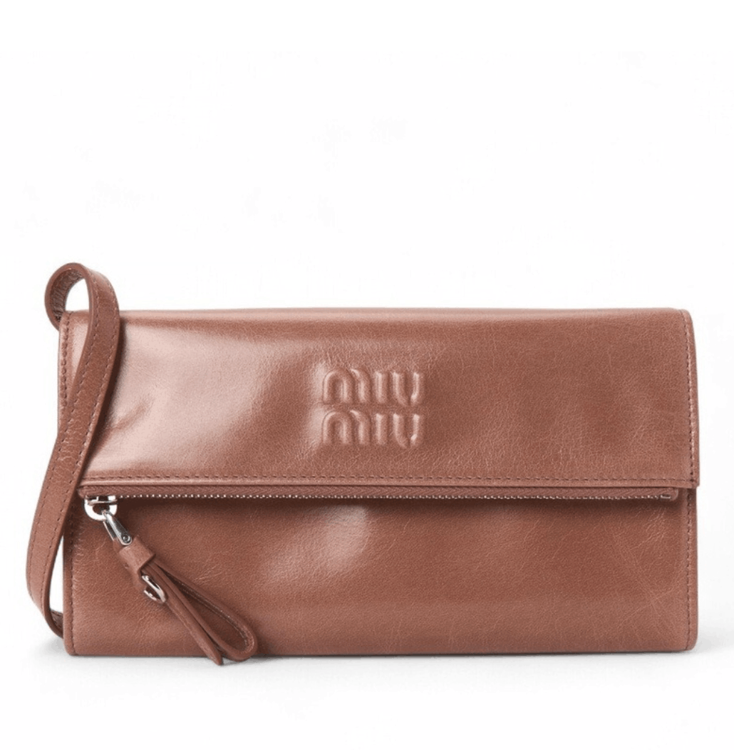 Miu Miu Shoulder Strap Leather Pouch Pink