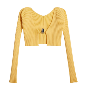(W) Jacquemus La Maille Pralu Micro Charm Logo Cardigan Light Yellow