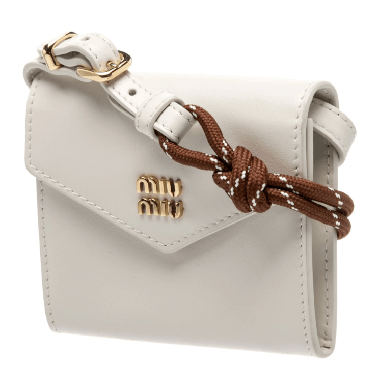Miu Miu Leather Cord Trick Tobacco Chalk White