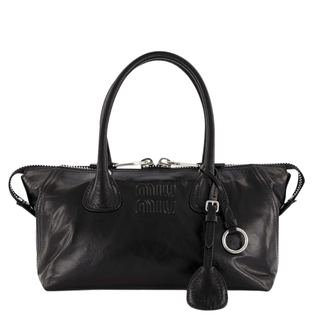 Miu Miu Glossy Leather Handbag Black